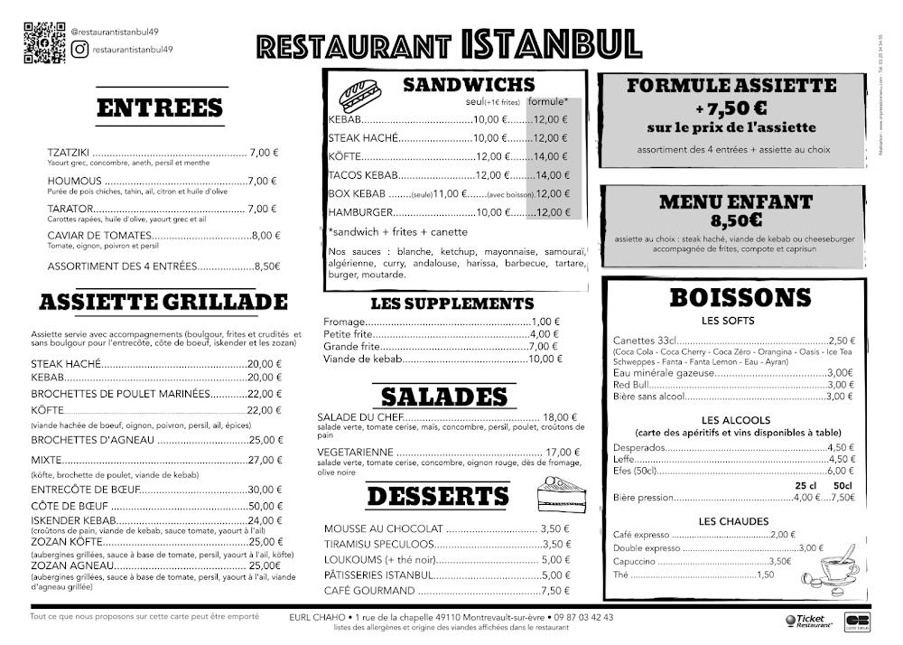 Restaurant Istanbul Saint Pierre Montlimart - Menu Image 1